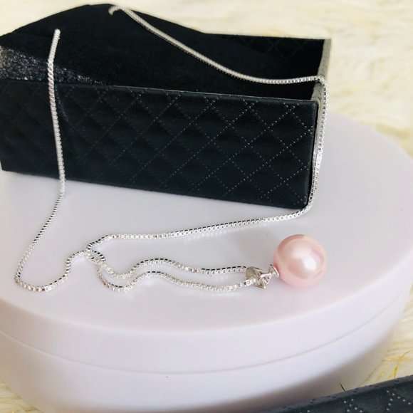 Solid 925 Sterling Silver Pearl Necklace - Picture 4 of 15